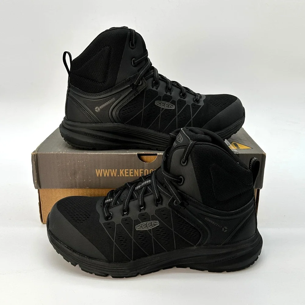 KEEN Footwear Vista Energy Mid Mens Sz 10 Carbon Toe Work Boot Sneaker Black NEW